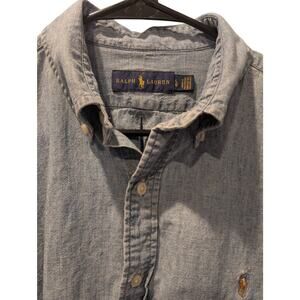 Ralph Lauren Denim Chambray Shirt Adult Large Button Down Pony Logo Long Sleeve